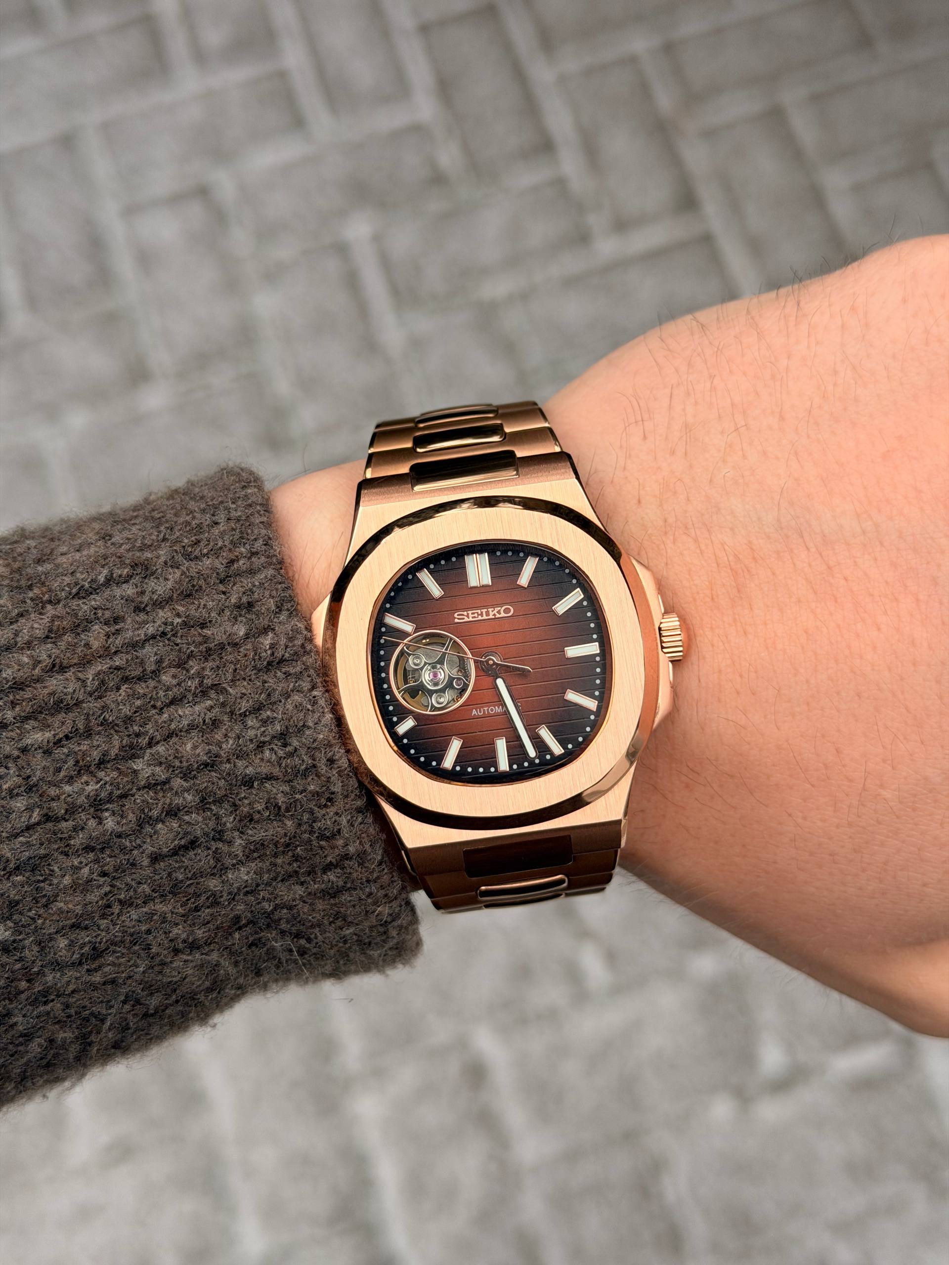 Seiko Nautilus Rose Gold Open Heart